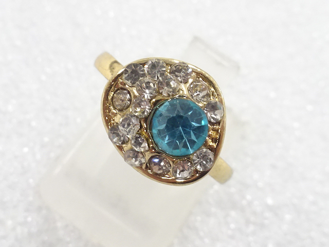 JAPANESE KIMONO / ANTIQUE COLORED STONE RING (SIZE 14)